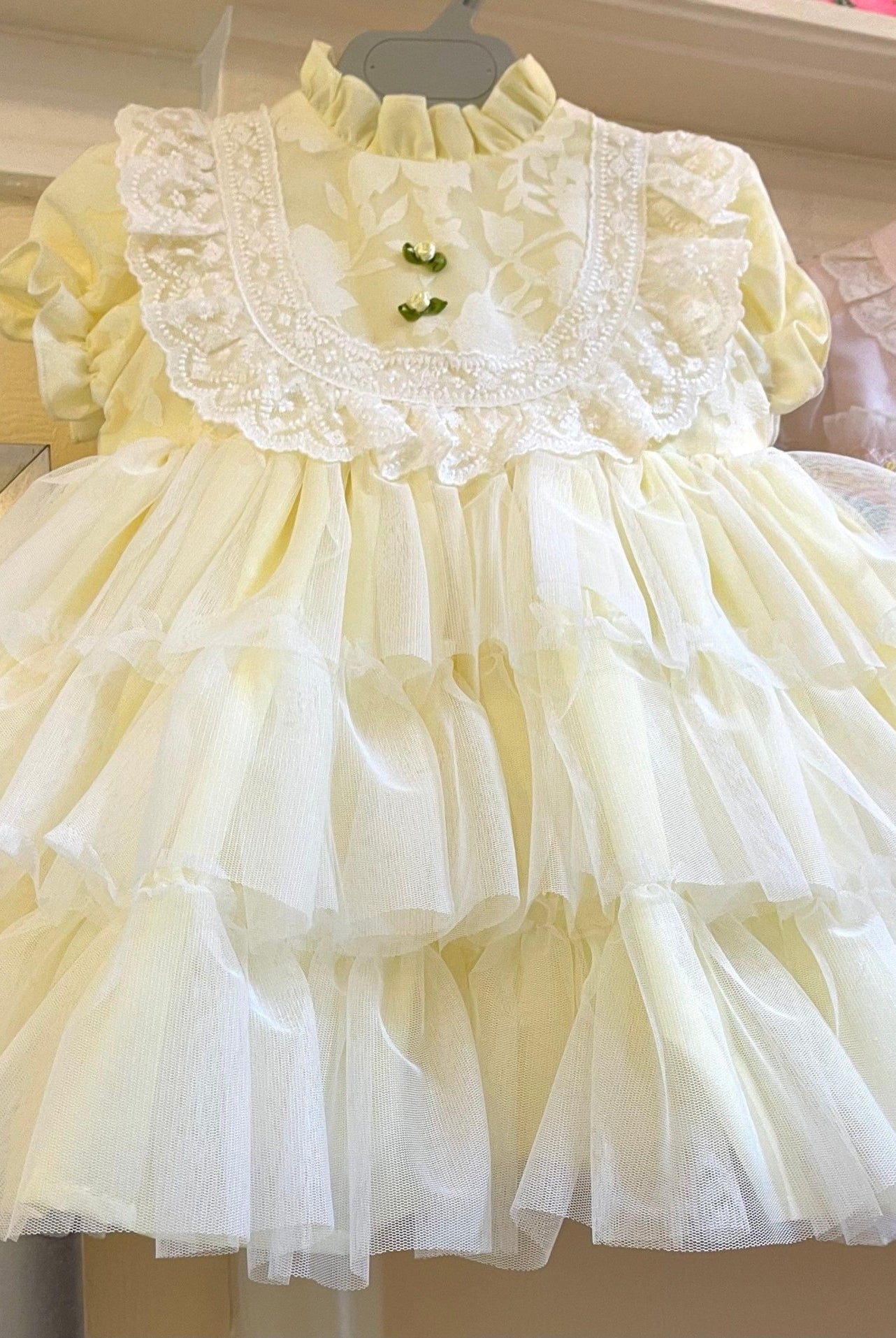 CLEARANCE SALE Sonata IN - STOCK - Girls Lemon Florecilla Ruffle Dress 8yr - Mariposa Children's Boutique