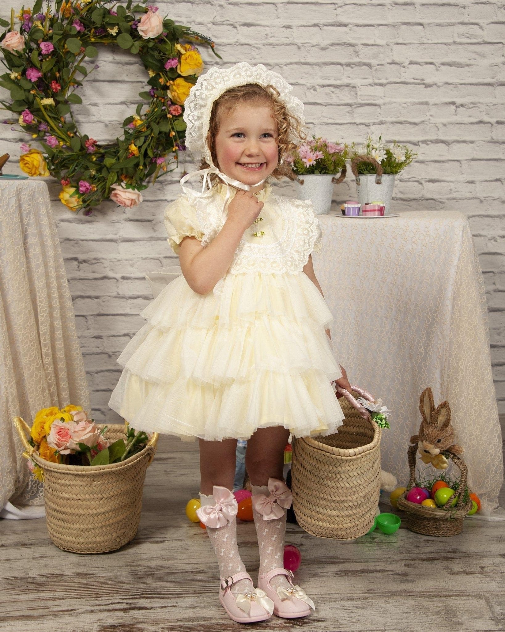 CLEARANCE SALE Sonata IN - STOCK - Girls Lemon Florecilla Ruffle Dress 8yr - Mariposa Children's Boutique