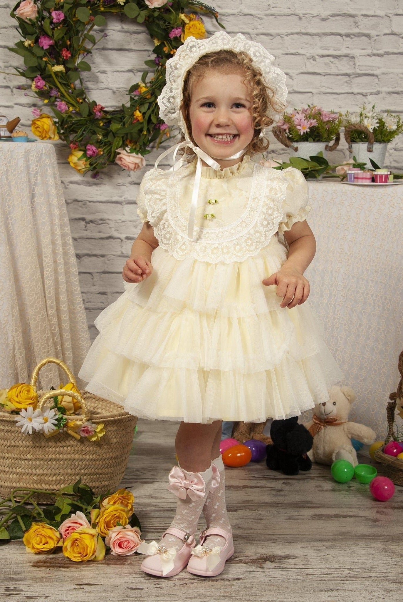 CLEARANCE SALE Sonata IN - STOCK - Girls Lemon Florecilla Ruffle Dress 8yr - Mariposa Children's Boutique