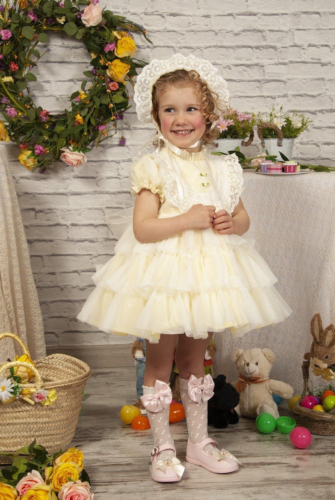 CLEARANCE SALE Sonata IN - STOCK - Girls Lemon Florecilla Ruffle Dress 8yr - Mariposa Children's Boutique