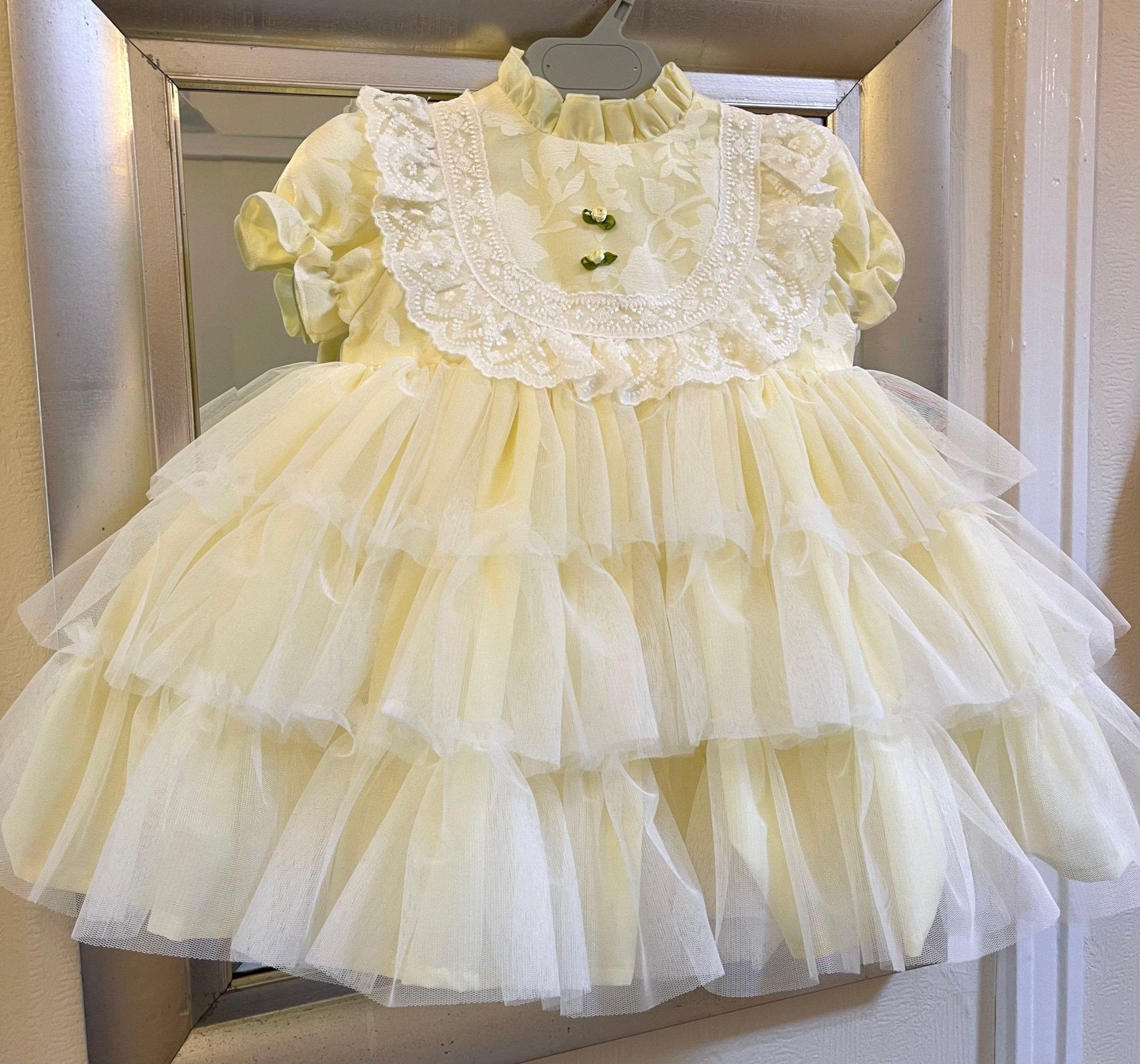 CLEARANCE SALE Sonata IN - STOCK - Girls Lemon Florecilla Ruffle Dress 8yr - Mariposa Children's Boutique