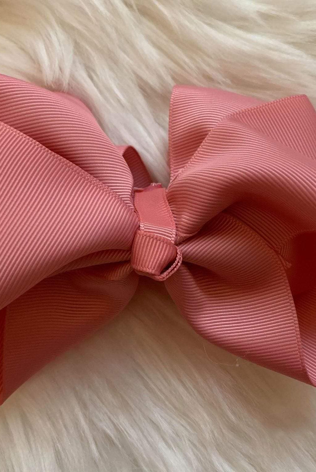 Double Ribbon Hairbow Dusky Pink 6" - Mariposa Children's Boutique
