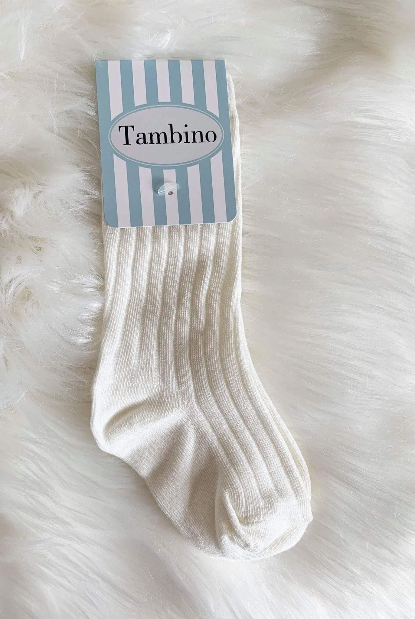 Tambino Socks - Boys Cream Ribbed Knee High Socks - Mariposa Children's Boutique