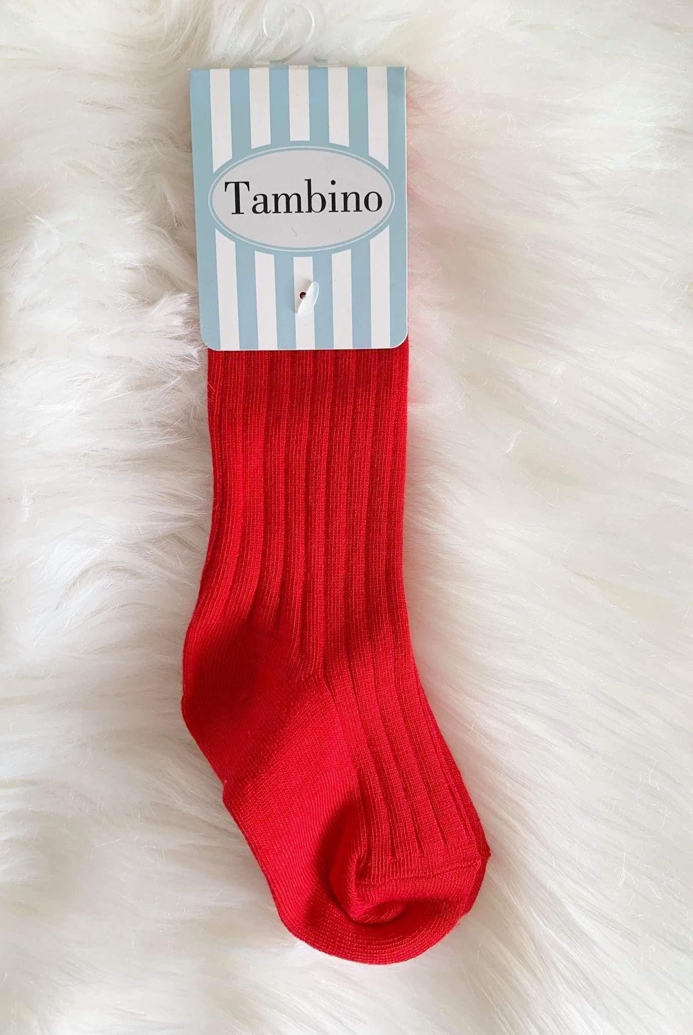Tambino Socks - Boys Red Ribbed Knee High Socks - Mariposa Children's Boutique