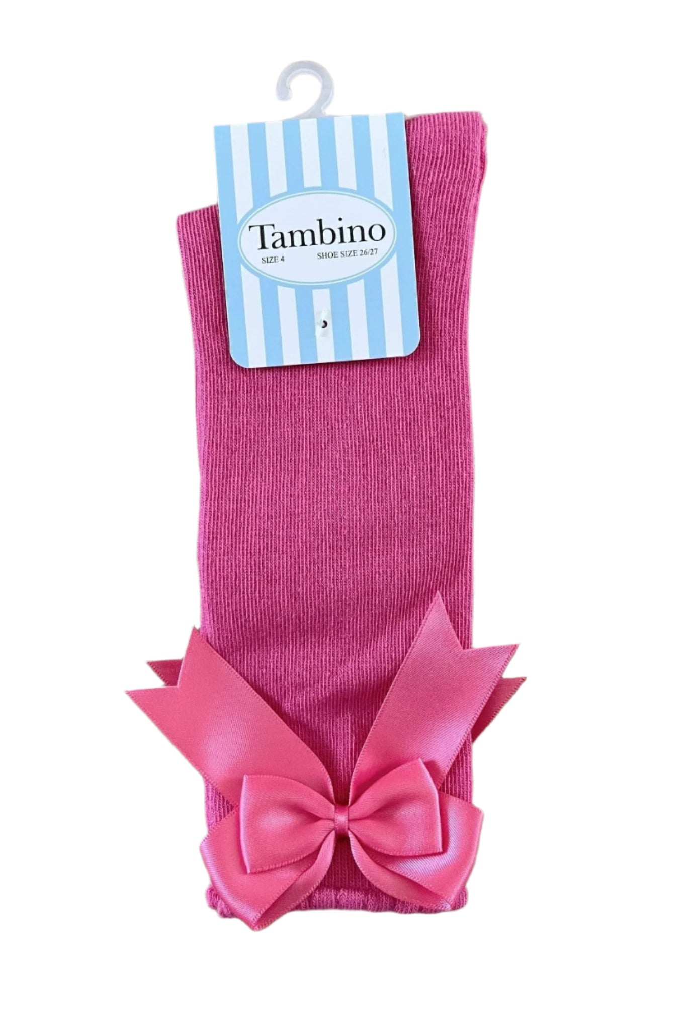 Tambino Socks - Girl's Fuchsia Knee High Bow Socks - Mariposa Children's Boutique