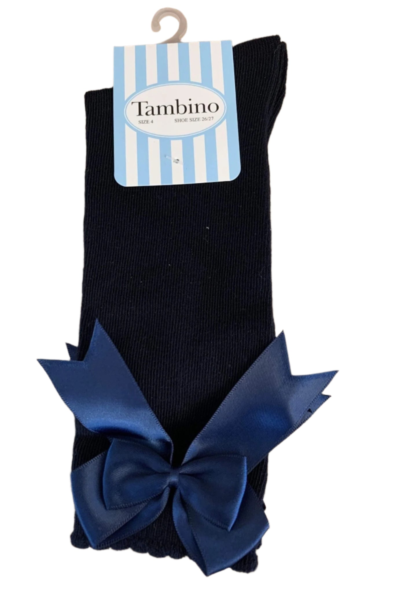 Tambino Socks - Girl's Navy Knee High Bow Socks