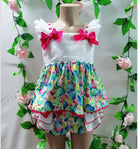 Maria Bardallo girls multicolour summer shorts and white lace top set age 6 clearance sale
