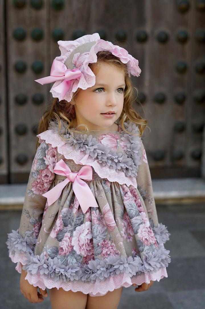 Ela Confeccion AW24 PRE-ORDER - Girls Floral Print Dress - Mariposa Children's Boutique