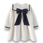 Be Chic girls ivory dress with navy velvet bow luxury Portuguese occasion dress AW26