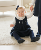 Baby Girls Navy Boucle Romper by BE CHIC for AW26 

