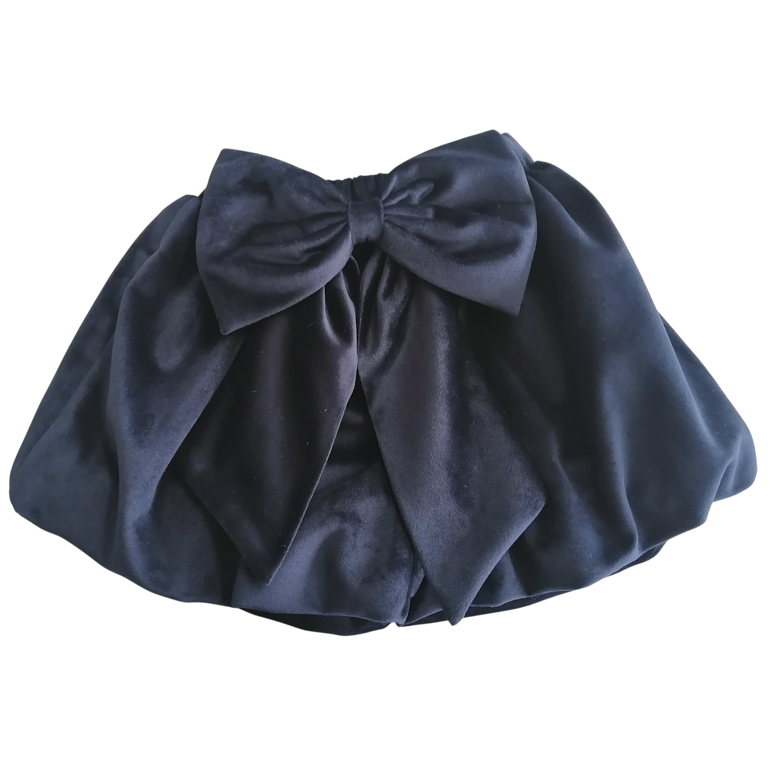 Be Chic girls navy velvet puffy shorts with ivory sailor blouse made in Portugal AW26