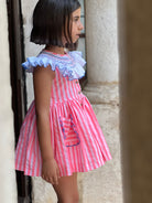 Smocked Collar La Peppa Neon Pink Baby Girls Dress for SS26