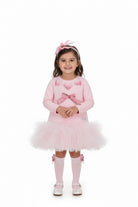 DAGA AW26 Love Story Collection Girls Pink Knee High Bow Socks with matching dress.