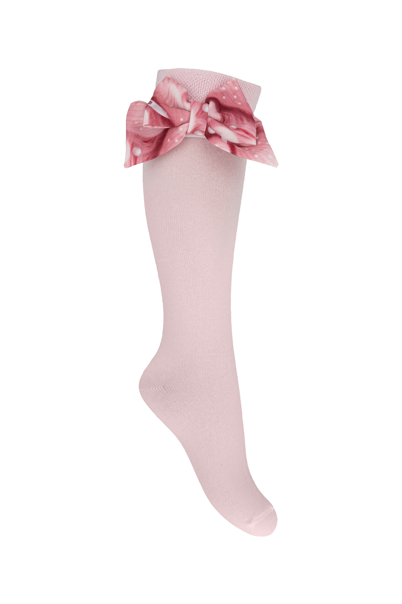 DAGA AW26 Love Story Collection Girls Pink Knee High Bow Socks. 