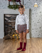 Abuela Tata AW25 - Baby Boys Burgundy Check Shorts & Shirt Set