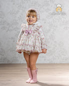 Abuela Tata AW25 - Baby Girls English Rose Dress, Knickers & Bonnet
