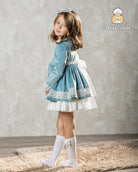 Abuela Tata AW25 - Girls Blue & Cream Dress & Headpiece