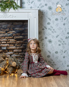 Abuela Tata AW25 - Girls Burgundy Check Dress & Headpiece
