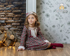 Abuela Tata AW25 - Girls Burgundy Check Dress & Headpiece