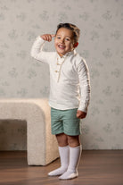Abuela Tata boys green shorts and ivory shirt set for AW26 Spanish childrenswear