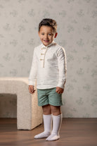 Abuela Tata boys green shorts and ivory shirt set for AW26 Spanish childrenswear