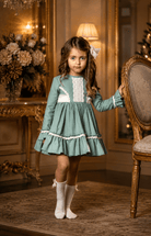 Abuela Tata Girls Green & Ivory Dress & Headpiece | AW26 PRE-ORDER
