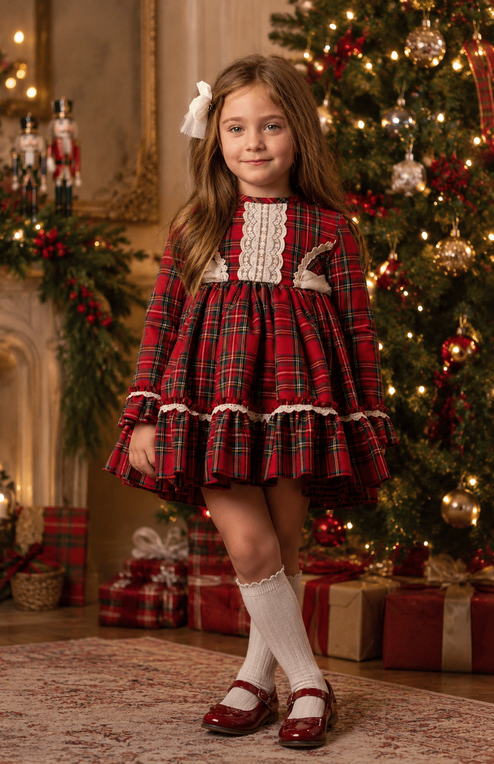 Abuela Tata Girls Red Tartan Print Dress & Headpiece | AW26 PRE-ORDER