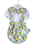 Abuela Tata SS24 - Baby Girls White, Lemon & Purple Jam Pants & Top Set 355 - Mariposa Children's Boutique