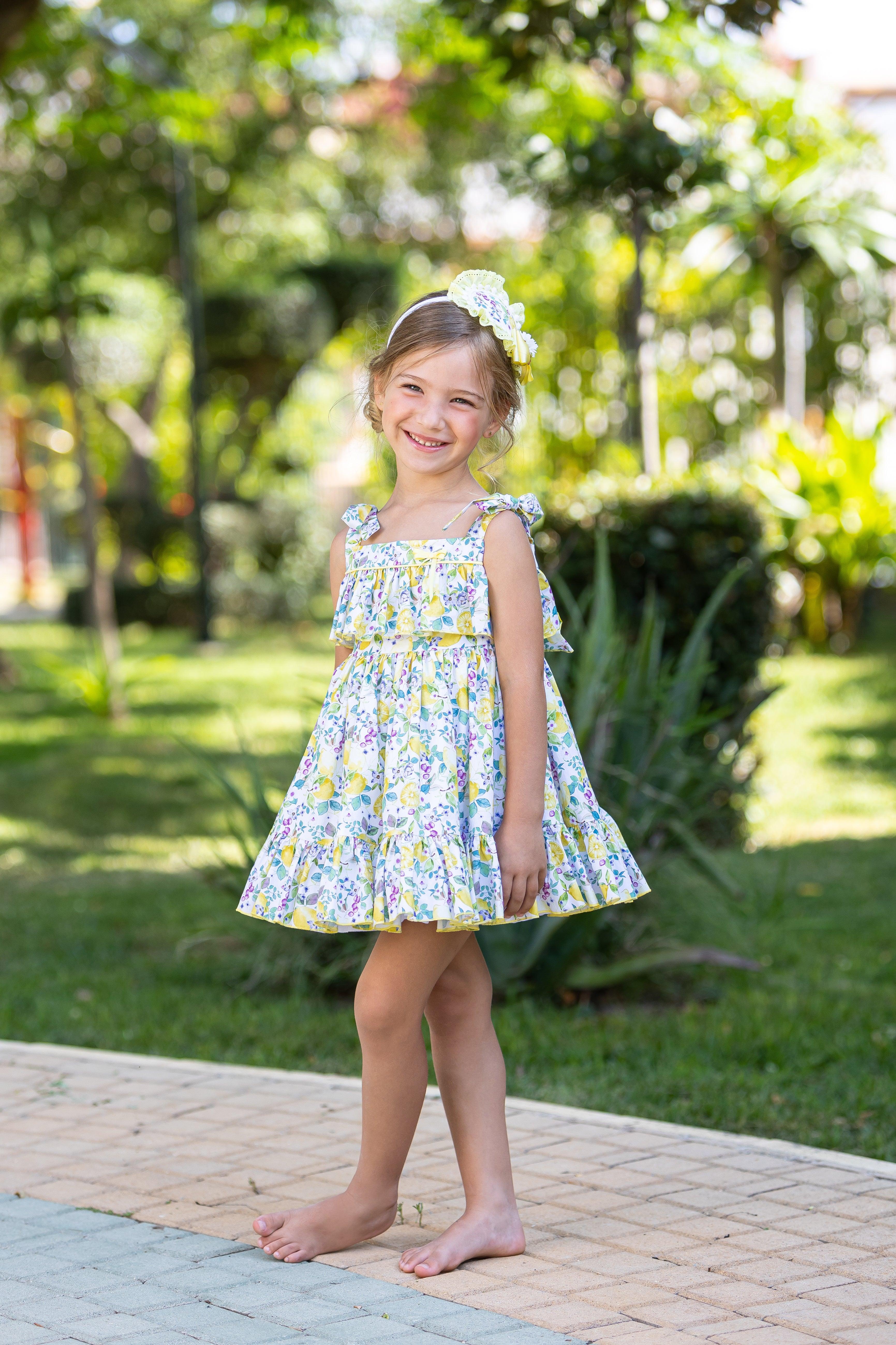 Abuela Tata SS24 - Girls Floral & Lemons Headpiece 355 - Mariposa Children's Boutique