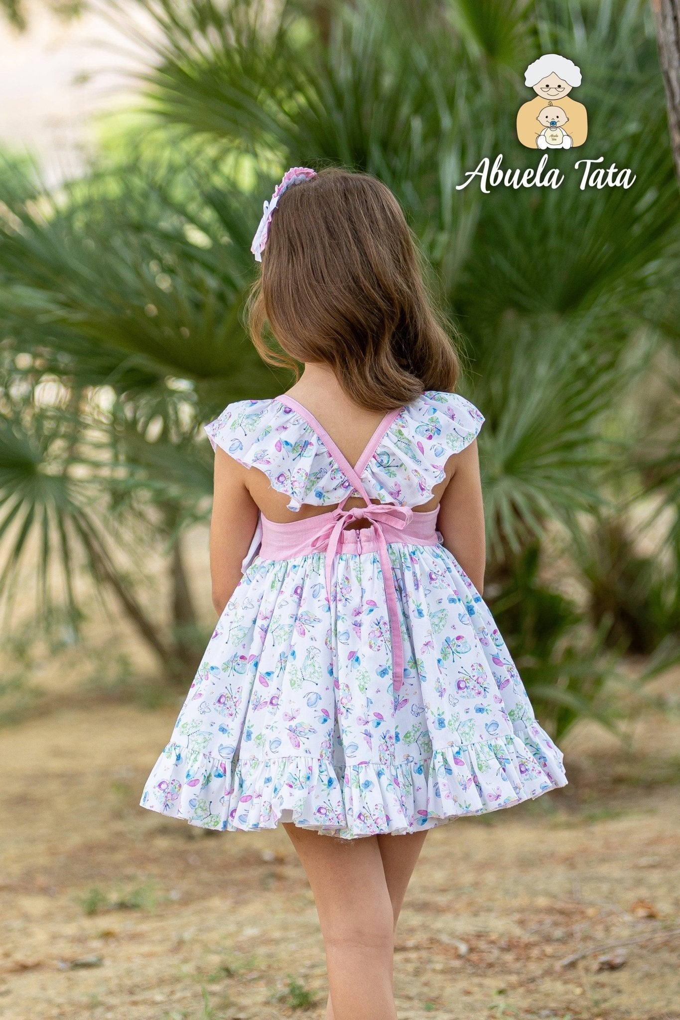 Abuela Tata SS25 - Girl's Multi Coloured Print Summer Dress - Mariposa Children's Boutique