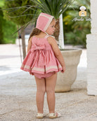Baby girls Spanish outfit pink dress with knickers and bonnet Abuela Tata