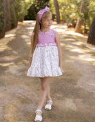 Alhuka SS24 - Girls Calblanque Pink & White Floral Print Summer Dress - Mariposa Children's Boutique