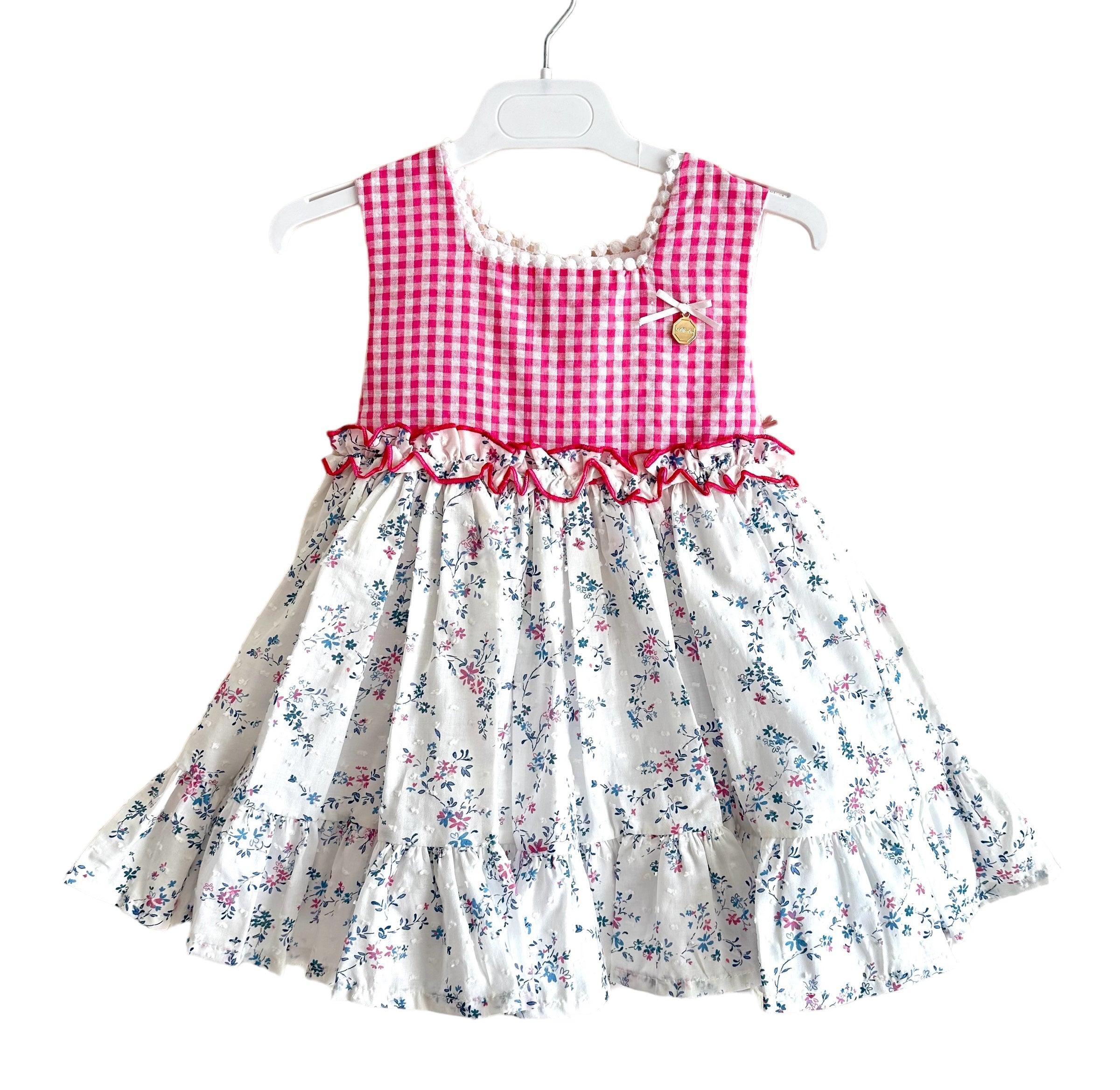 Alhuka SS24 - Girls Calblanque Pink & White Floral Print Summer Dress - Mariposa Children's Boutique