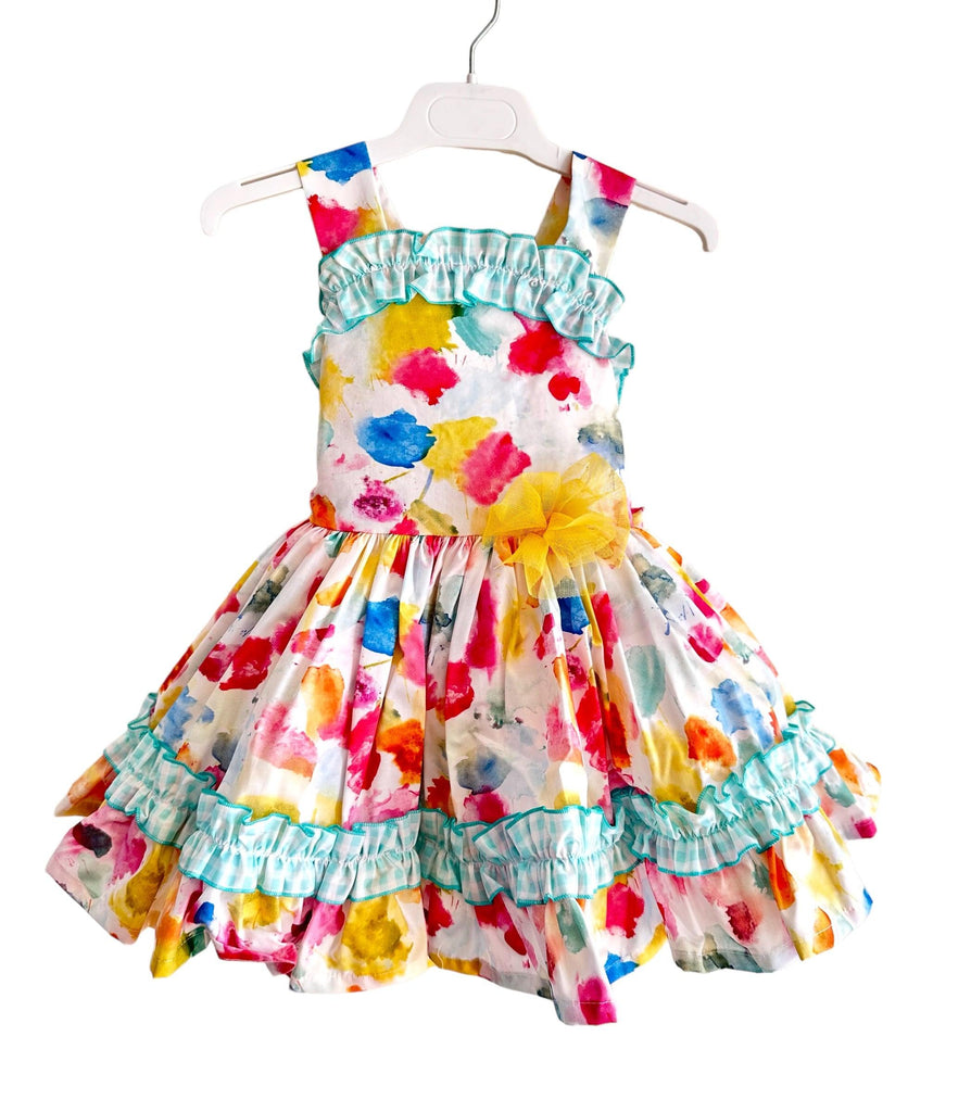 Alhuka SS24 - Girls Teresita Multi Coloured Print Summer Dress - Mariposa Children's Boutique