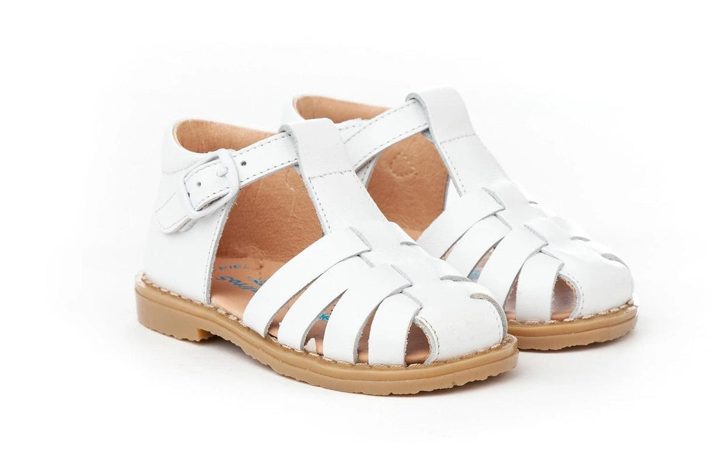 Angelitos - Baby Boys White Leather Sandals IN-STOCK - Mariposa Children's Boutique