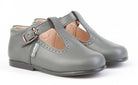 Angelitos Boys' Grey Leather T-Bar Shoes