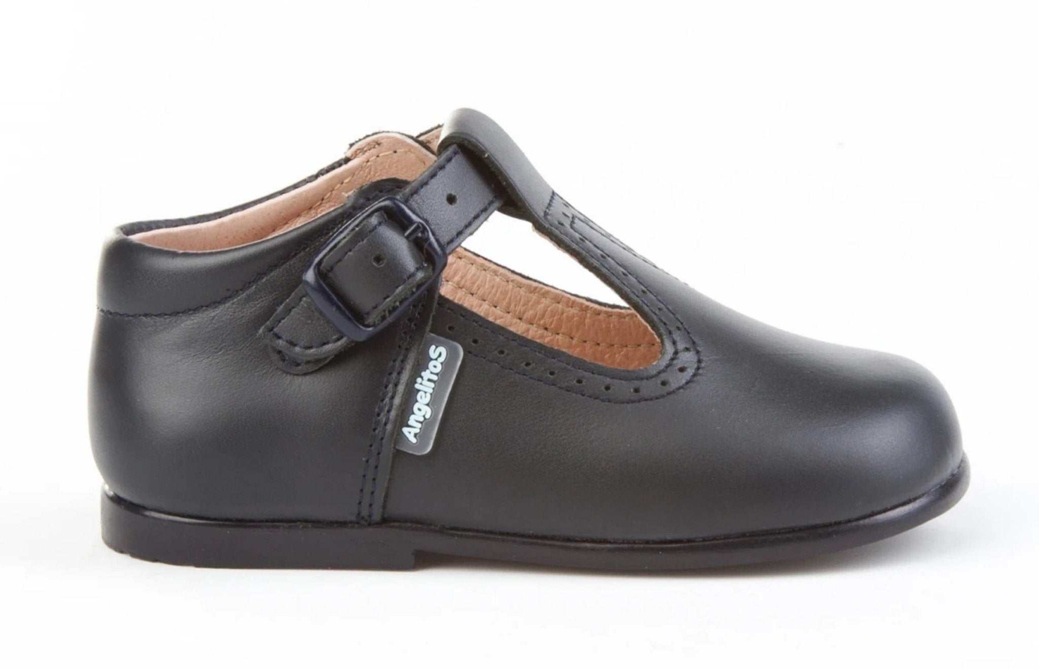 Angelitos Boys' Navy Leather T-Bar Shoes | Handmade Spanish Footwear