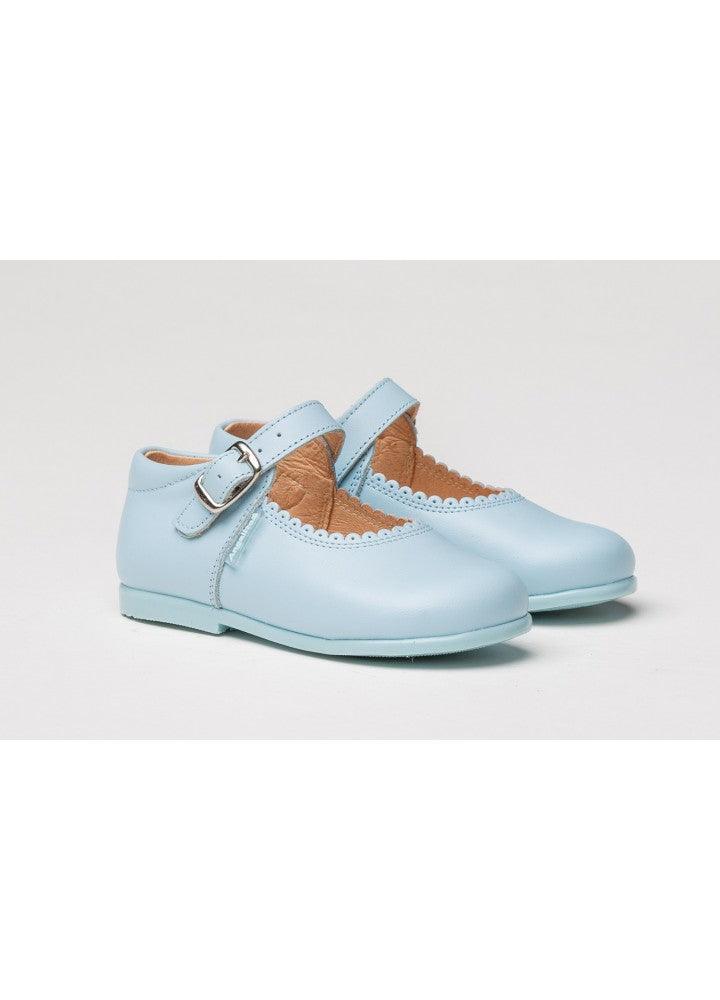 Angelitos - Girls Baby Blue Mary Jane Style Leather Shoes - Mariposa Children's Boutique