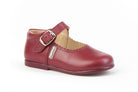 Angelitos Girls Burgundy Mary Jane Leather Shoes | Made in Spain