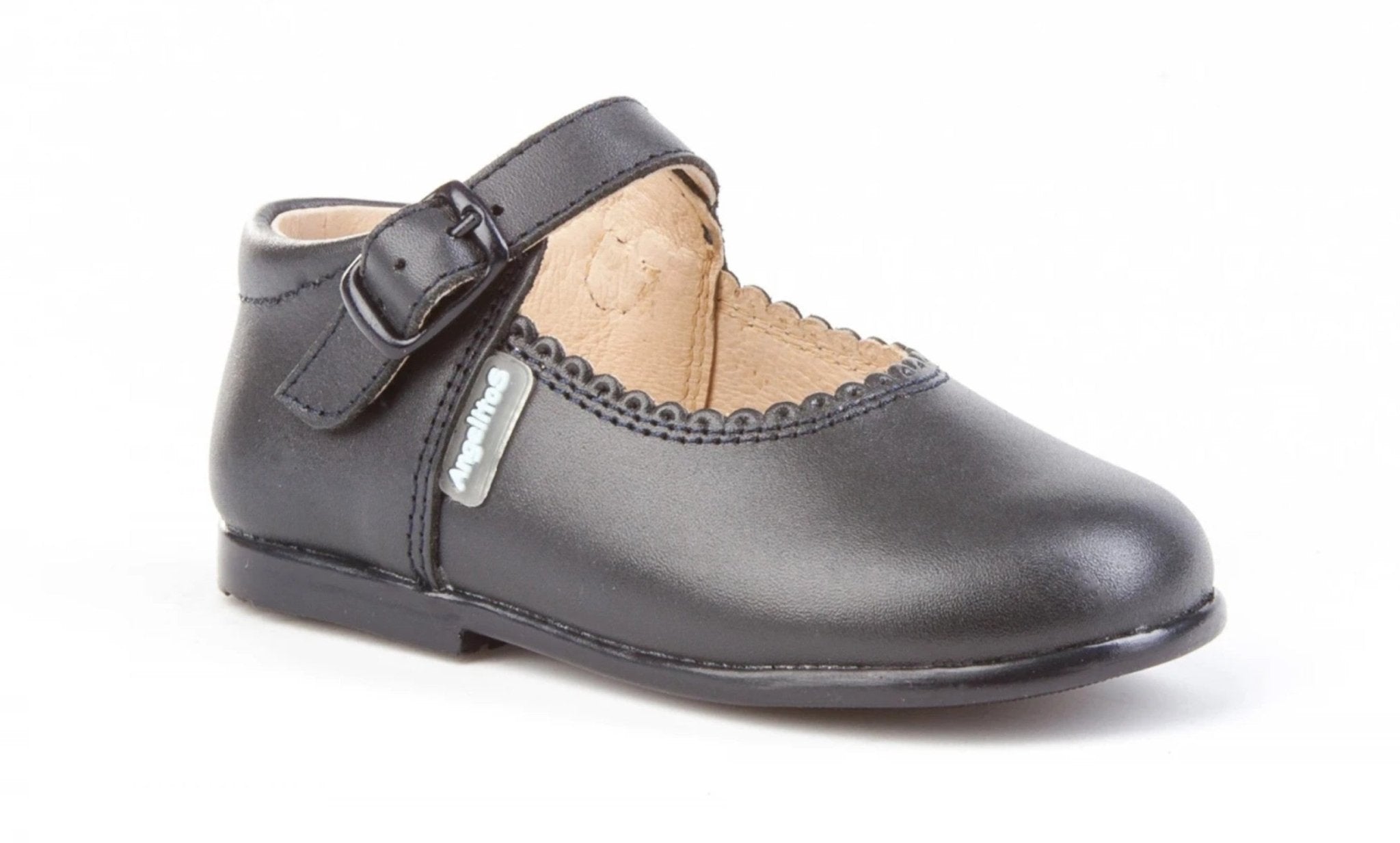 Angelitos Girls Navy Leather Mary Jane Shoes