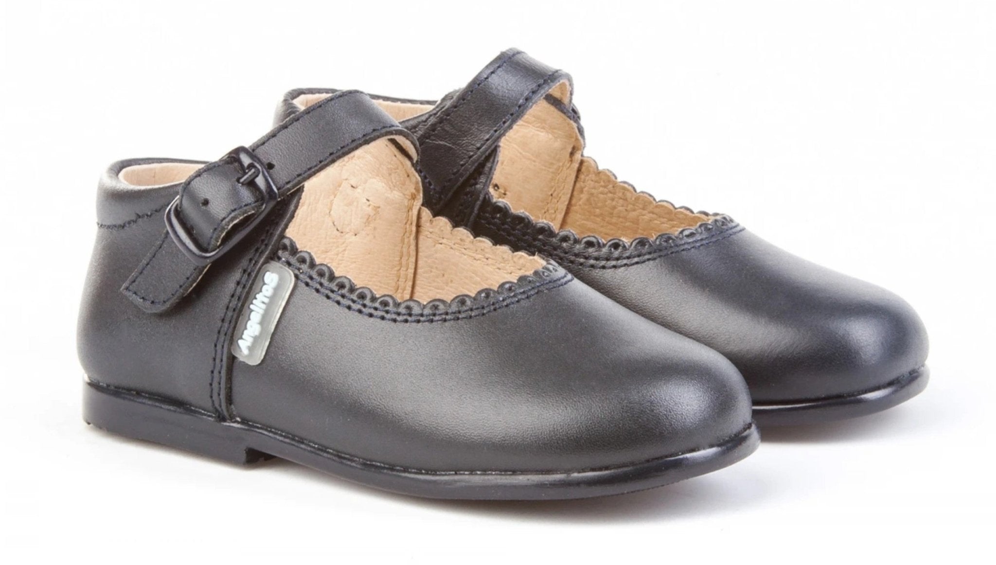 Angelitos Girls Navy Leather Mary Jane Shoes