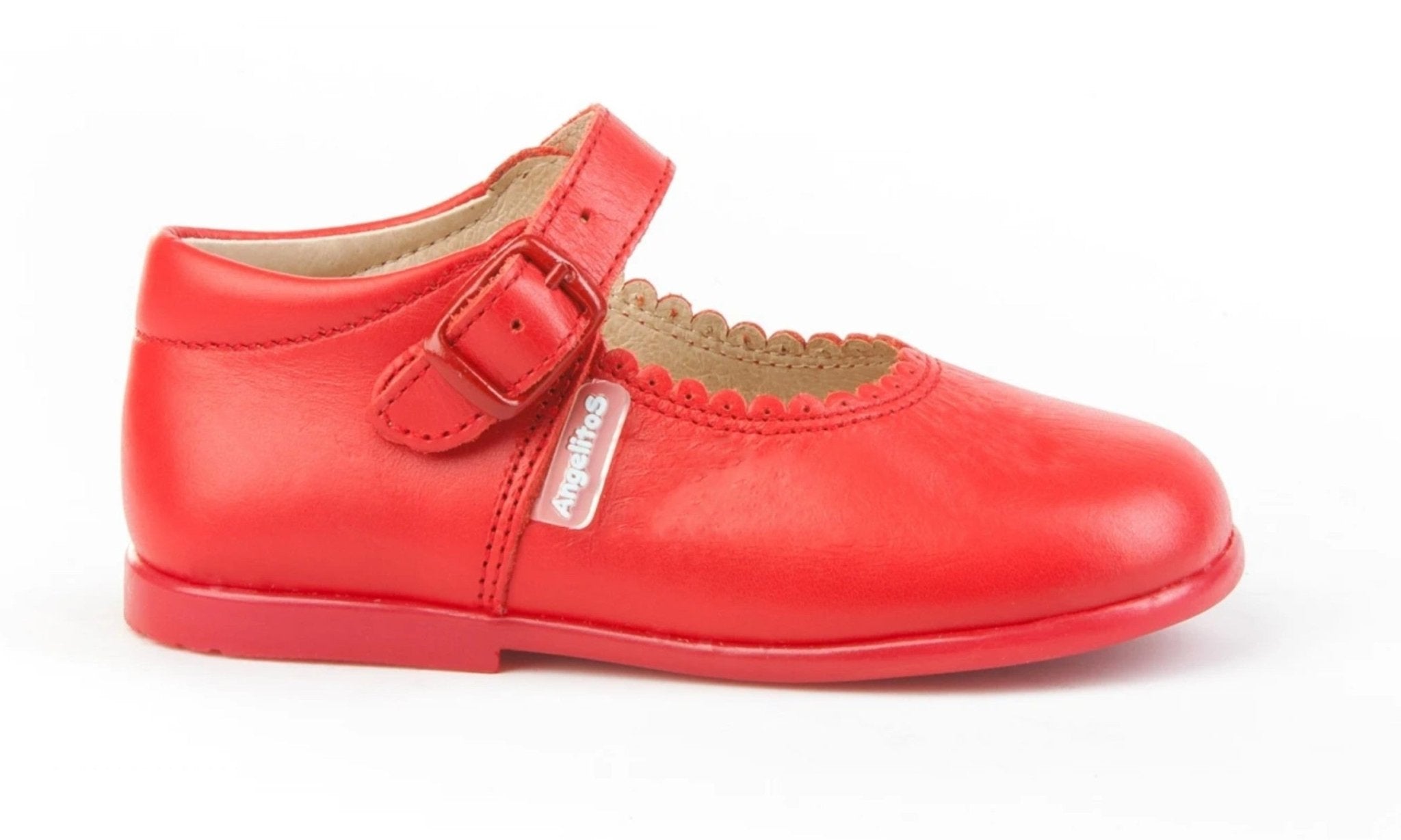 Angelitos Girl's Red Leather Mary Jane Shoes