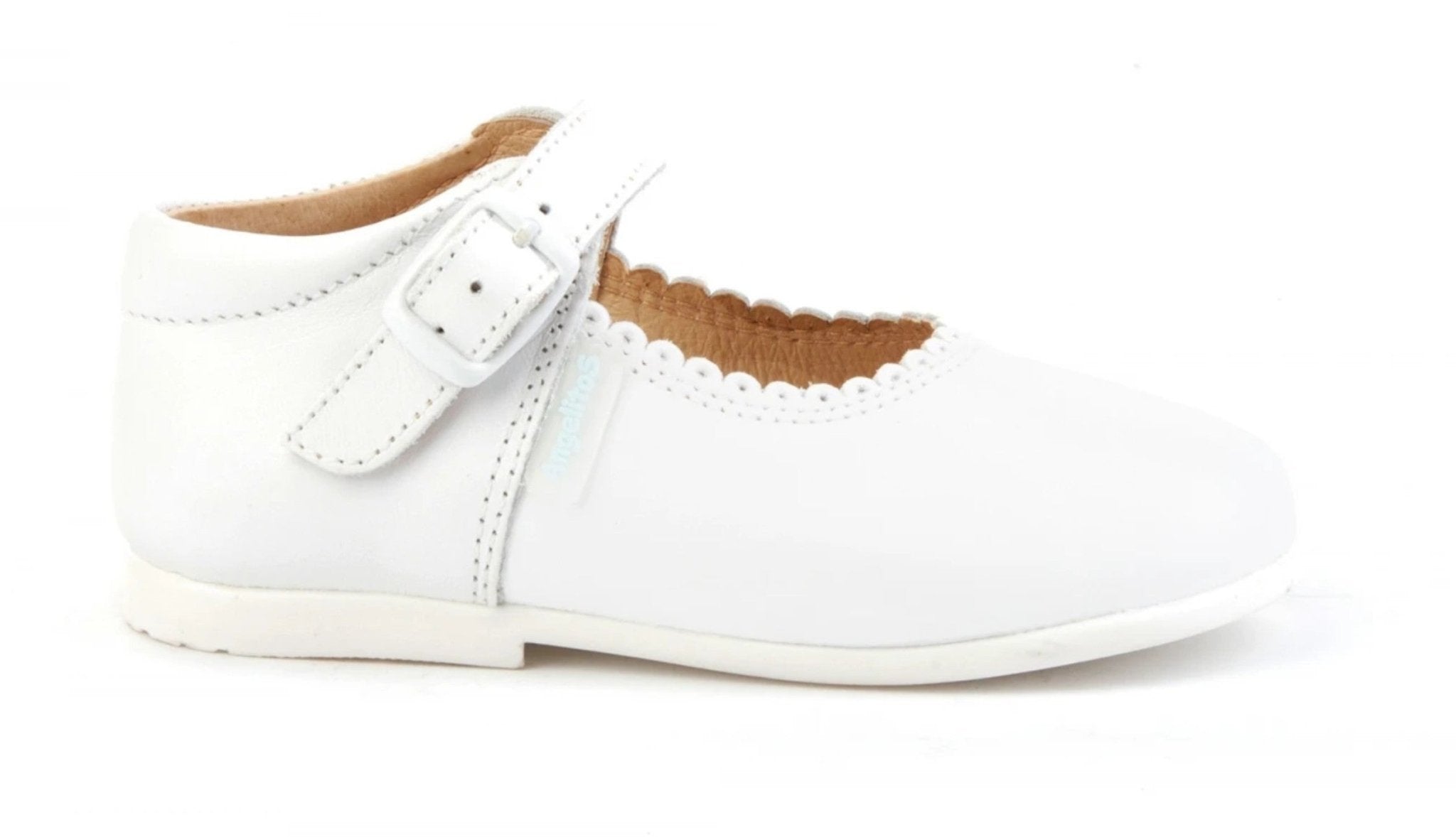 Angelitos Girl's White Leather Mary Jane Shoes