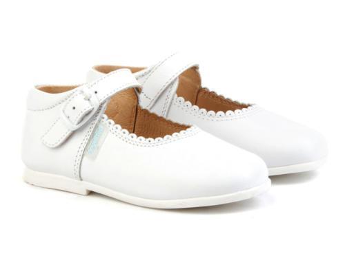 Angelitos White Leather Mary Jane Shoes | Classic Spanish Girls' Footwear - Mariposa Children's Boutique