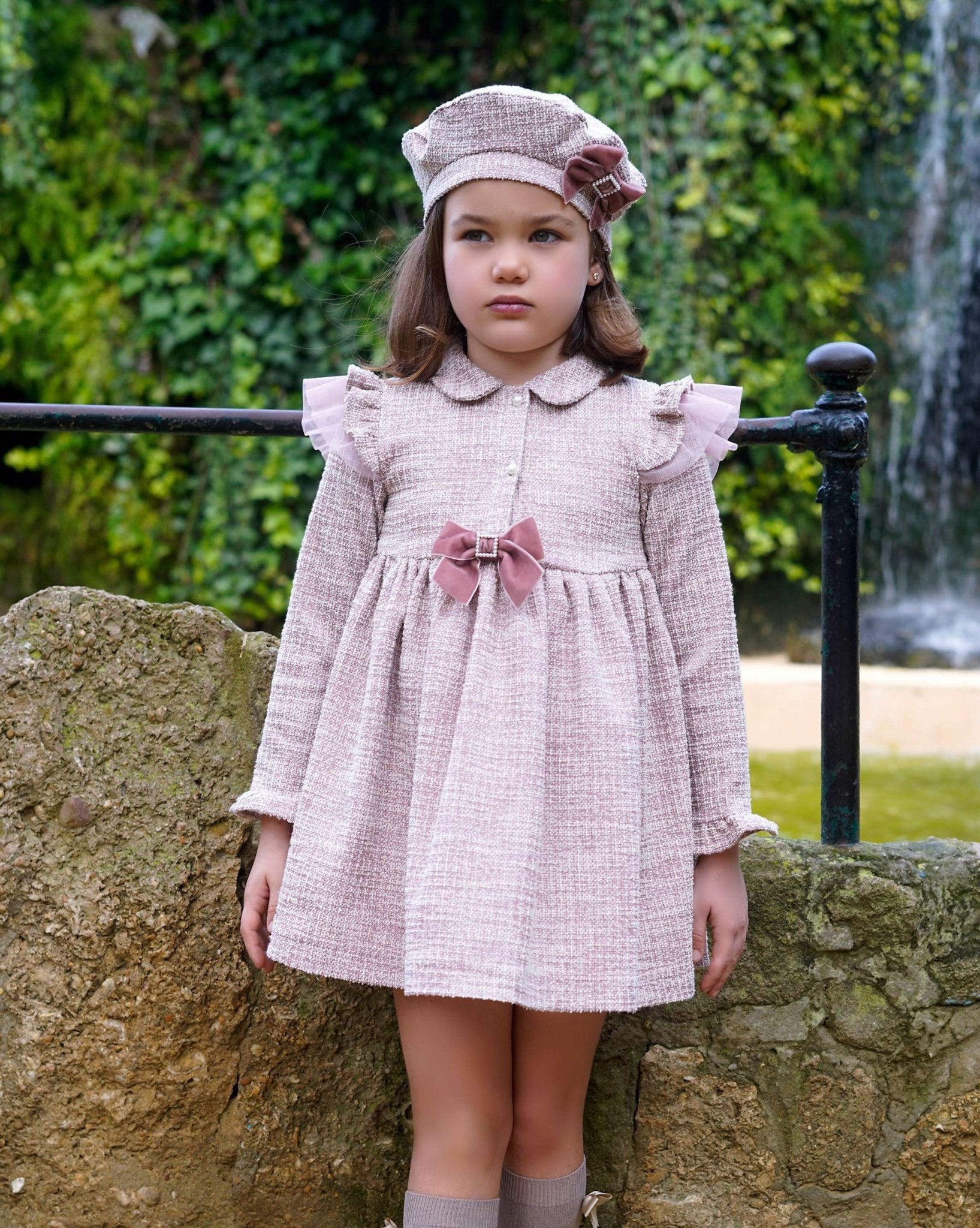 Babine AW25 - Girls Pink Tweed Dress