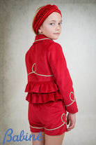 Babine AW25 PRE - ORDER - Girls Red & Gold Velvet Shorts & Jacket