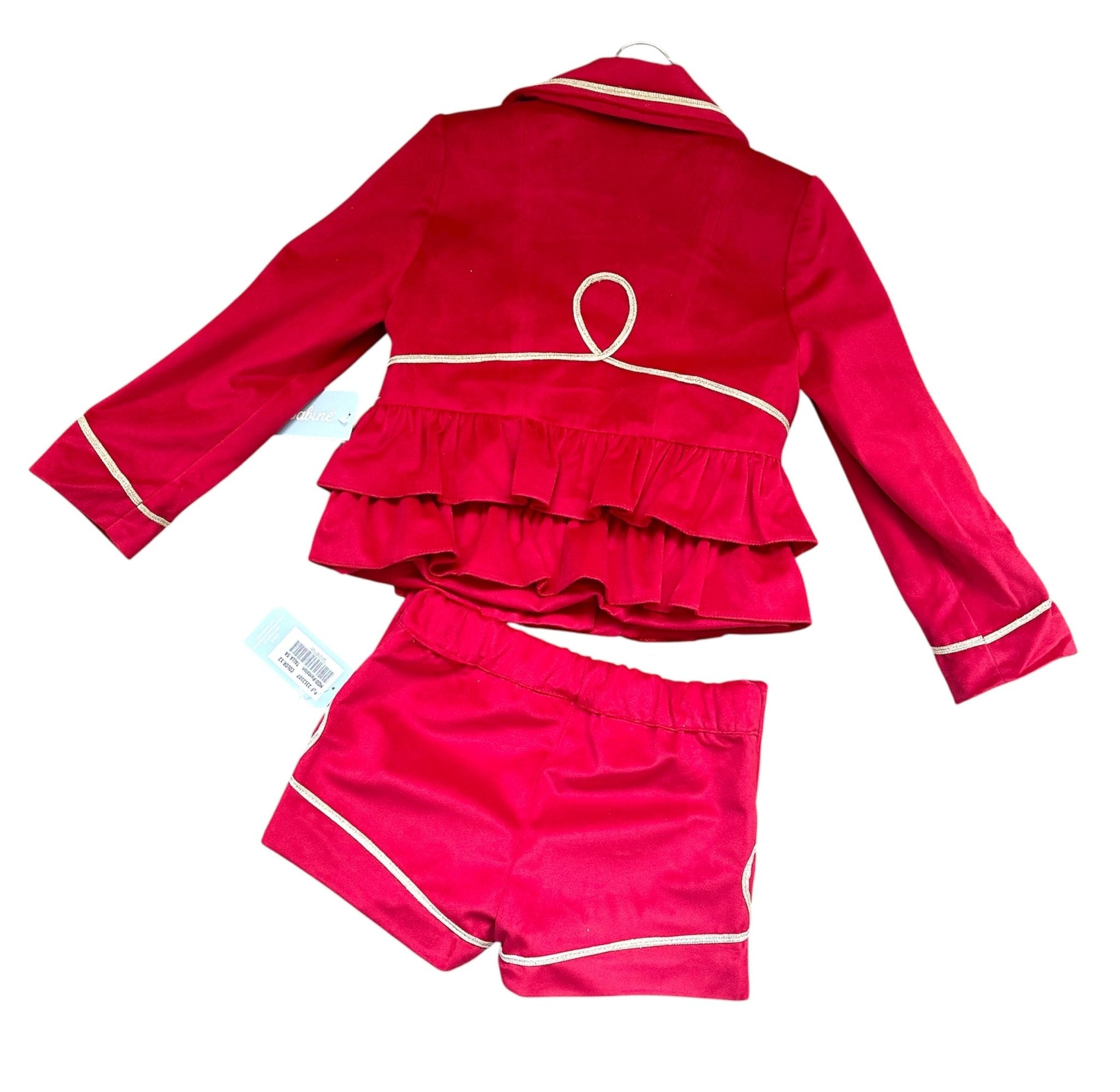 Babine AW25 PRE - ORDER - Girls Red & Gold Velvet Shorts & Jacket