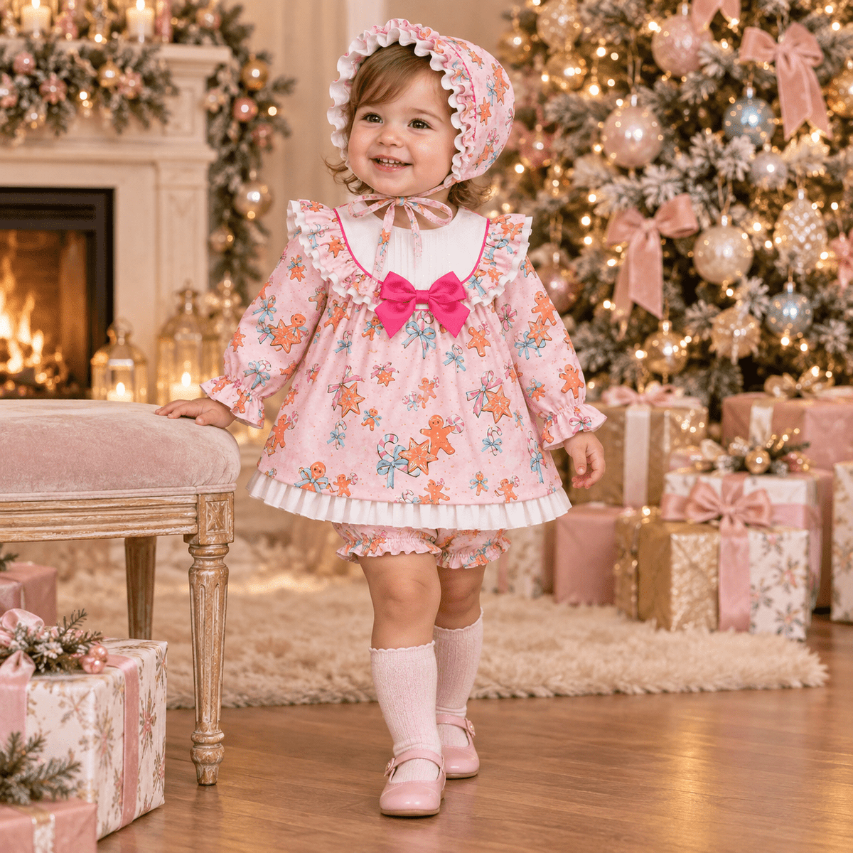 Babine Baby Girls Gingerbread Christmas Dress Set 6M | Clearance Sale