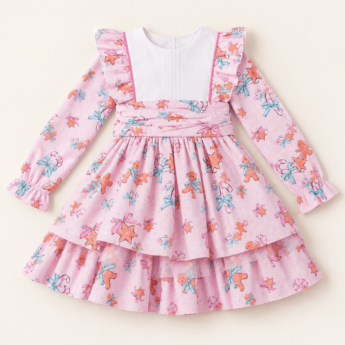Babine Girls Pink Gingerbread Christmas Dress & Headpiece Age 8 | Clearance Sale