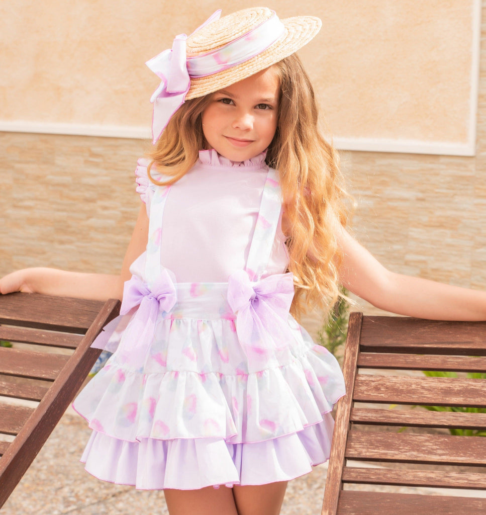 Babine SS24 - Girls Candyfloss Blouse & Pinafore Skirt Set - Mariposa Children's Boutique